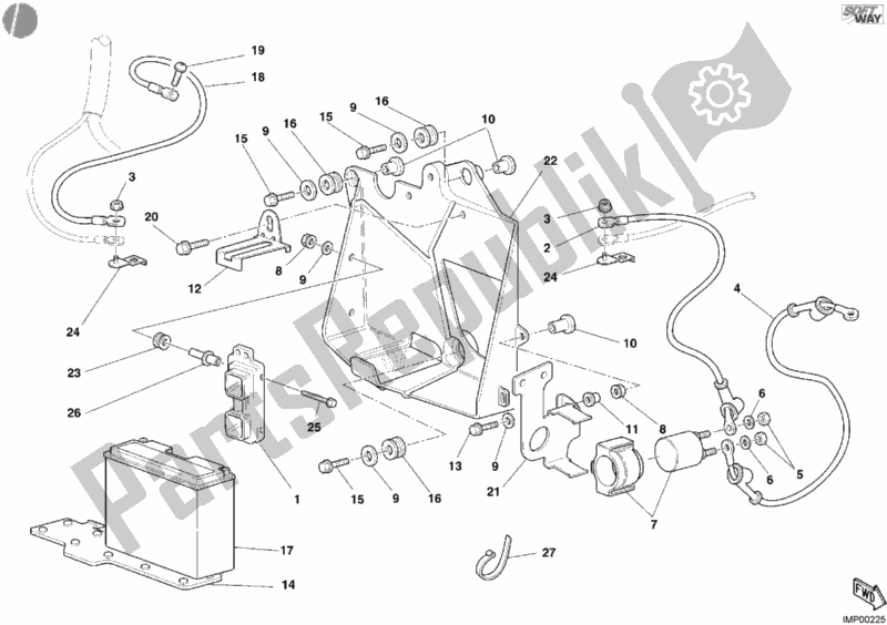 Alle onderdelen voor de Accu van de Ducati Sport ST4 S USA 996 2005